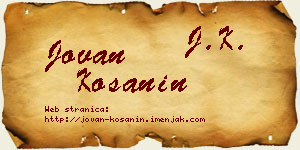 Jovan Košanin vizit kartica